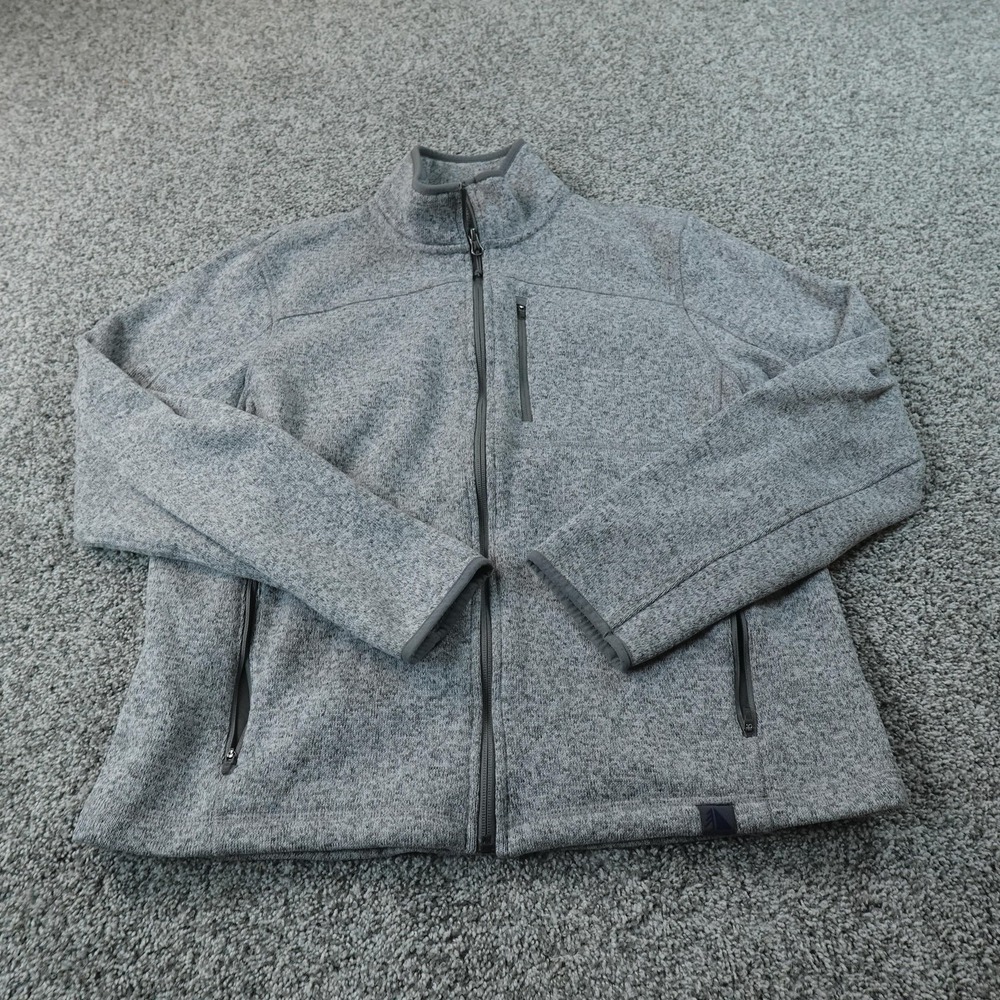 LL Bean Jacket Mens L Gray Heather Sweater Fleece Full Zip Outdoor Hiking Coat